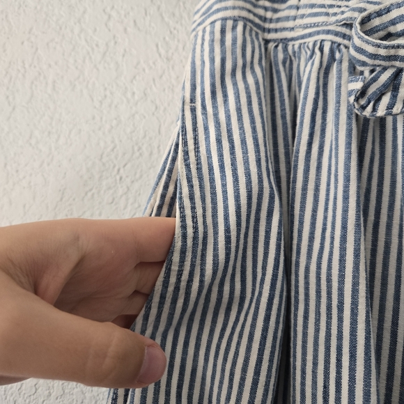 Madewell 10 Palisade Button Front Midi Skirt Blue Stripe - Picture 3 of 6